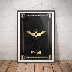 Tarot Print Devil - Arte místico / Arte mural contemporáneo / Impresión oculta / Impresión esotérica / Arte espiritual / Inspo de habitación