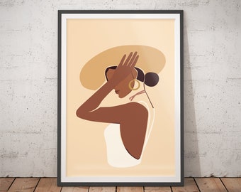 Black Woman Art Print: Abstract Female Portrait, Feminist Wall Decor