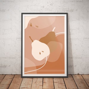 Botanical Fruit Art Print - Minimalist Midcentury Wall Art on Archival Paper