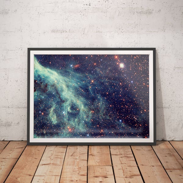 Space Poster, Hubble Telescope Art - Blue Gas Nebula, Outer Space Art, Astronomy Gifts, Outer Space Print, Galaxy Poster, Universe Poster