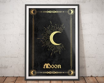 Moon Tarot Card Print: Mystical Esoteric Art