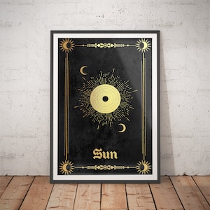 Tarot Print Sun - Arte Mística / Arte de Parede Contemporânea / Impressão Oculta / Impressão Esotérica / Arte Espiritual / Inspiração de Sala