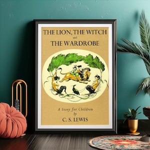 Las Crónicas de Narnia El león, la bruja y el armario Arte mural para biblioteca Regalos para amantes de los libros Regalos para nerds de los libros Póster clásico Láminas para guardería