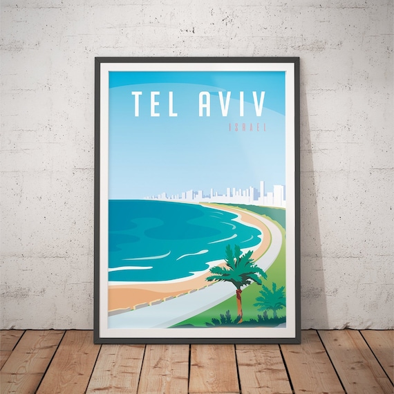 Tel Aviv Poster Vintage Travel Poster Minimalist Art | Etsy