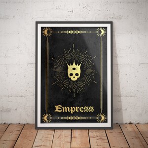 Impresión de cartas de tarot emperatriz - lámina de oro / arte del tarot / hermosa baraja de tarot / tarot de bruja moderno / tarot vintage / arte de pared de la cubierta del tarot oscuro