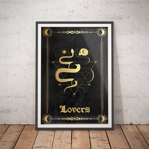 Tarot Druck Liebhaber - Mystische Kunst / Zeitgenössische Wandkunst / Okkulter Druck / Esoterische Druck / Spirituelle Kunst / Raum Inspo