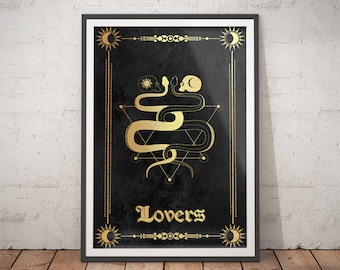 Lovers Tarot Card Print: Mystical Occult Art