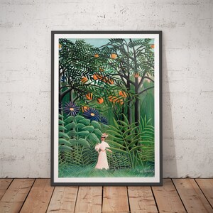 Woman Walking in an Exotic Forest Print - Henri Rousseau Vintage Wall Art - Classic Paintings / Renaissance Prints / Large Home Decor