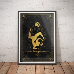 Skorpion Print - Prezent Skorpiona / Druk Znaku Zodiaku / Prezent Astrologiczny / Prezent Urodzinowy / Sztuka Niebiańska / Duchowość / Bogini / Astrologia Sypialnia