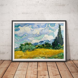 Van Gogh Wheat Field with Cypresses Print: Vintage Wall Art