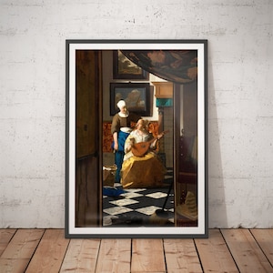 La impresión de la carta de amor - Johannes Vermeer Vintage Wall Art - Pinturas clásicas / Impresiones renacentistas / Decoración grande del hogar