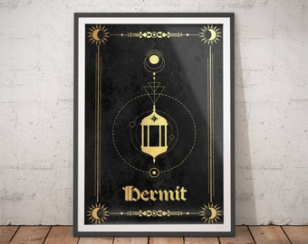 Tarot Print Hermit -  Mystical Art / Contemporary Wall Art / Occult Print / Esoteric Print / Spiritual Art / Room Inspo