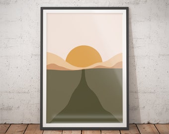No.17 - Abstract Landscape Print - Line Art Print - Sunset Print - Sun Wall Art - Modern Prints - Contemporary Art - Geometric Landscape