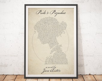 Pride and Prejudice Poster - Jane Austen Book lover Prints / Bookish Decor and Literary Gifts for Her / Bibliophile Wall Art