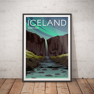 Iceland Wall Art - Retro Travel Poster / Travel Art Print / College Dorm Decor / Home Office Wall Decor / Bedroom Wall Art / Gift Art