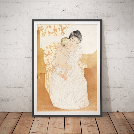 Maternal Caress by Mary Cassatt Print | Classic Vintage Art Poster