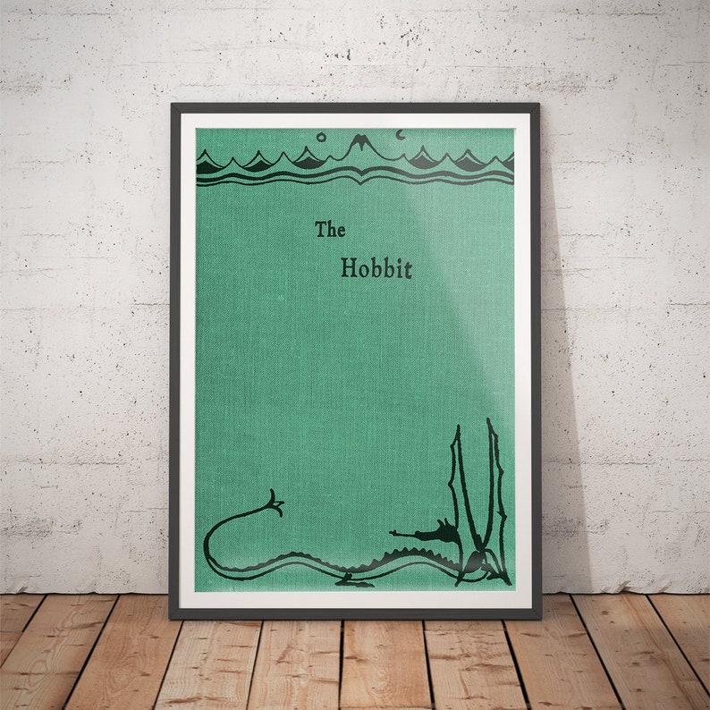 The Hobbit Poster Book Cover Poster // Lord of the Rings Poster // Tolkien // Literary Gifts // Literary Prints // Christmas Gifts image 1