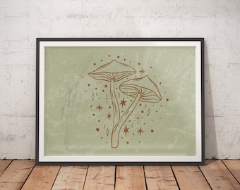 Mushroom Luna Dream Art Print: Boho Witchcraft Decor