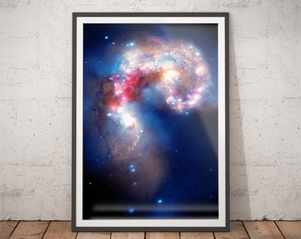 Sparring Galaxies Art Print: Hubble Space Photo, Astronomy Poster