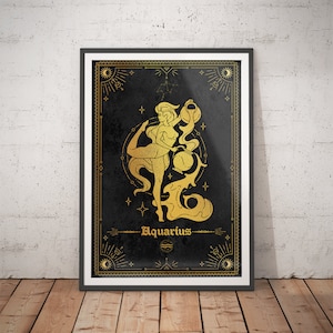 Wydruk Wodnika - Prezent Wodnika / Wydruk Znaku Zodiaku / Prezent Astrologiczny / Prezent Urodzinowy / Sztuka Niebiańska / Duchowa Bogini / Sypialnia Astrologiczna