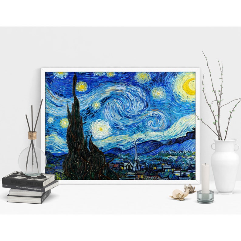 The Starry Night Print - Vincent Van Gogh Vintage Art - Classic Prints ...