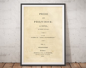 Pride and Prejudice Jane Austen Print - Holiday Gift for Book Lovers, Book Lover Gift, Bookish Literary Print Gift for Her, Wall Art