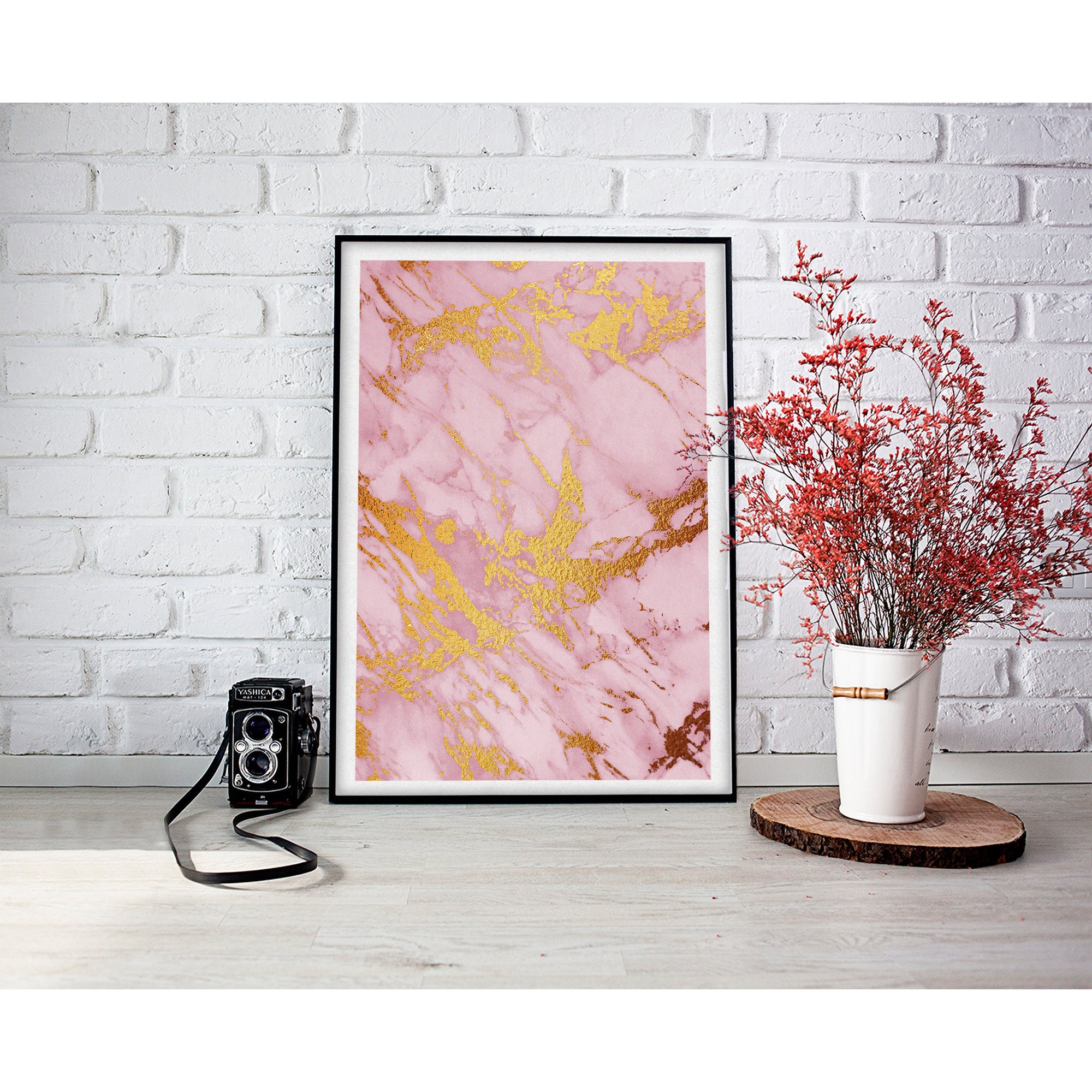 Marble Print No.3 Rose Gold / Modern Bathroom Wall Decor / Etsy