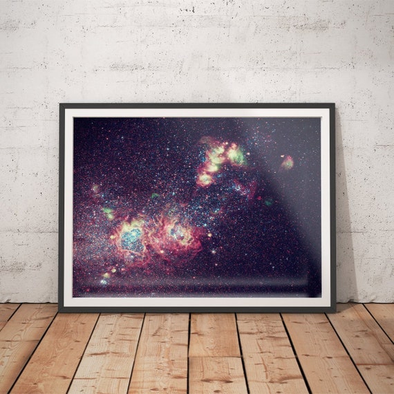 Personalized Gift Set of 3 Space Prints Galaxy Wall Art Nursery Name Sign Artwork Inspirational Kids Poster Kids Wall Art Space lovers, Size: Canvas