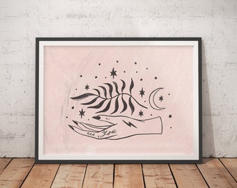 Lámina artística gótica Luna Dream: diseño de tatuaje de bruja