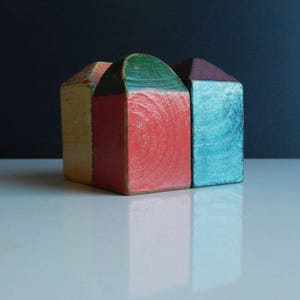 Set of 4 wooden houses, A gift for a housewarming