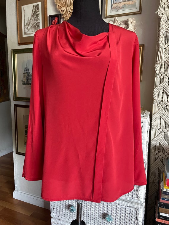 Red vintage silk blouse