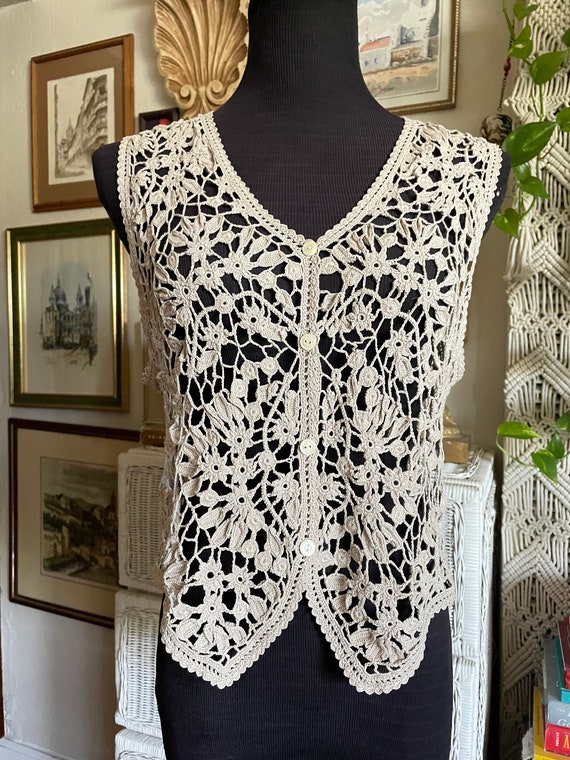 vintage hand crochet vest