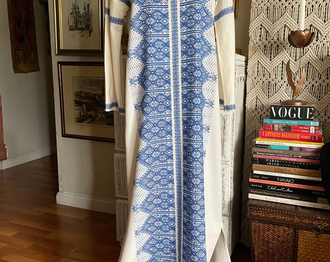 Boho Bohemian Cotton Mandarin Granddad Collar Loose Fit Button Down A Line Long Tunic Dress