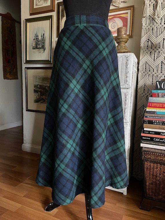 Green and blue plaid vintage skirt