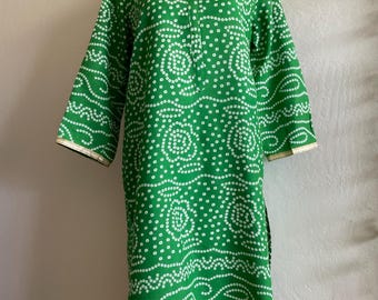 Emerald shibori pattern green tunic