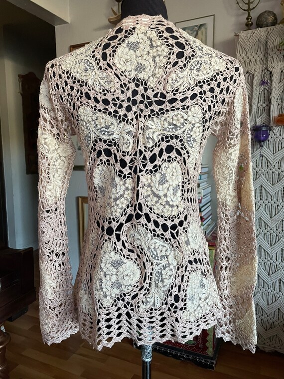 Ivory lace hand crochet cardigan - image 3