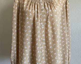 Bohemian silk long sleeve blouse
