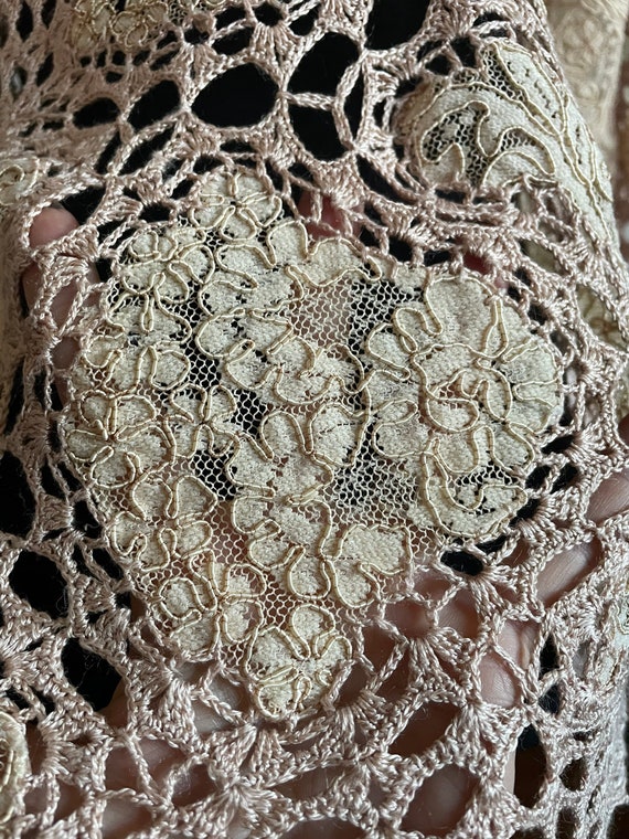 Ivory lace hand crochet cardigan - image 4