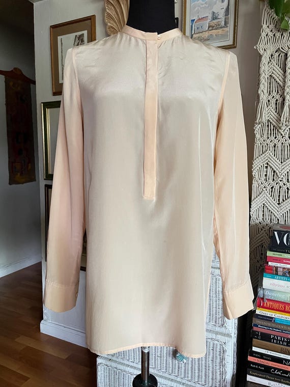 Ivory silk long sleeve blouse