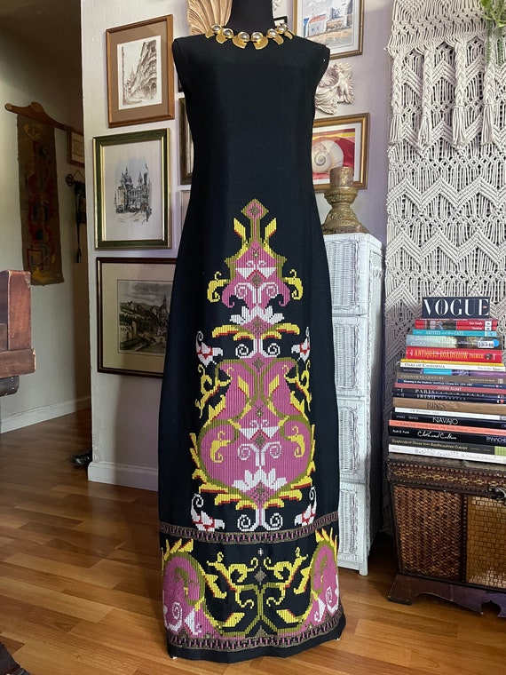 Hand embroidered vintage maxi dress