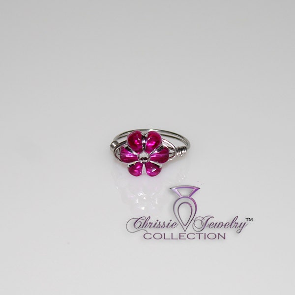 Handcrafted Purple Lucite Acrylic Flower Little Girls Rings