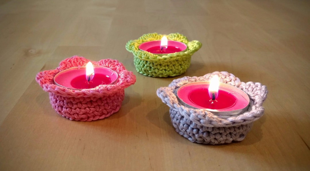 FLOWER Candle Holder CROCHET PATTERN (Instant Download) Etsy