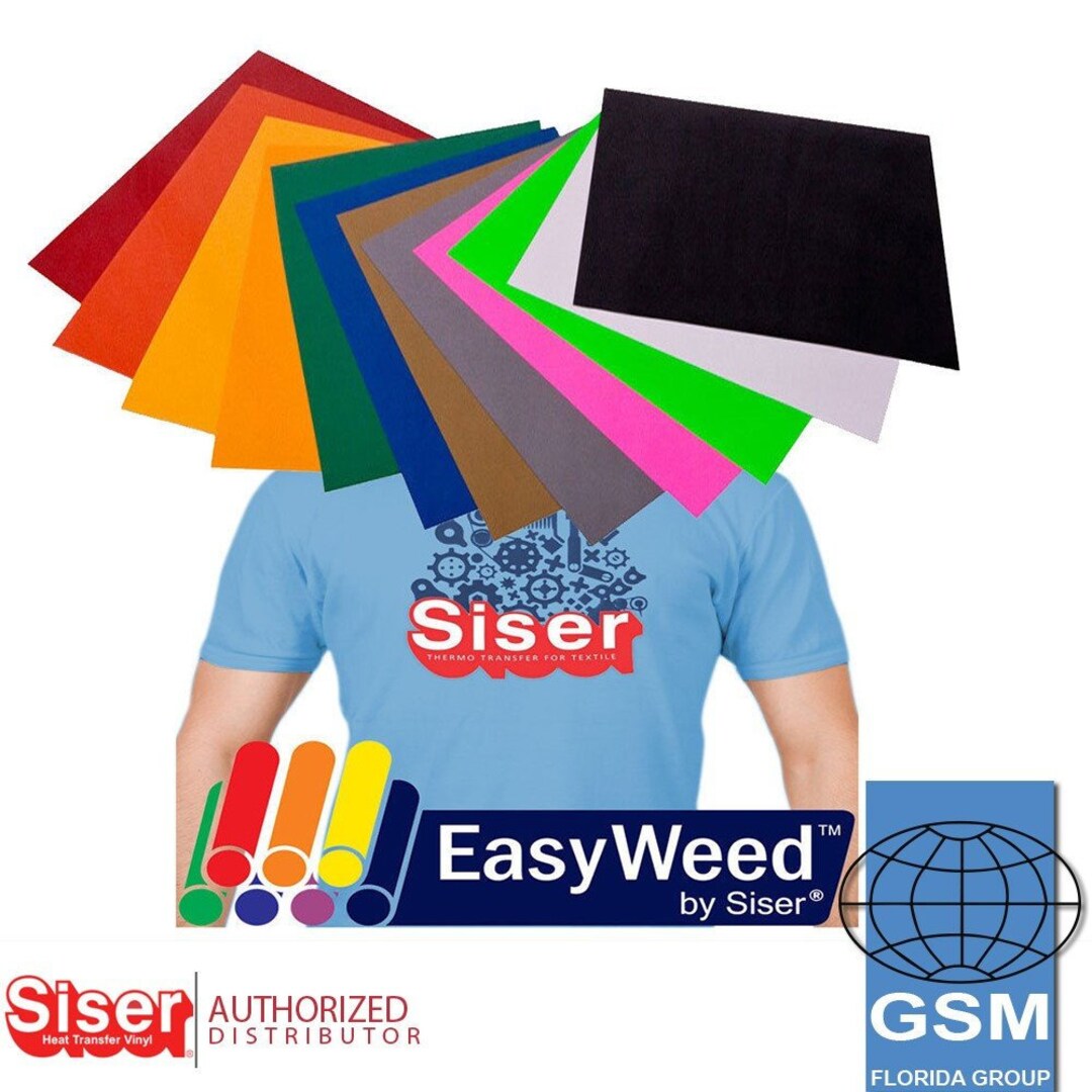Siser HTV Easyweed Heat Transfer Vinyl 12 X 15 12 Color Starter BUNDLE ...