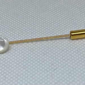 Mother of Pearl Tie Pin. Available in Silver or Gold plated Pin & Protector.