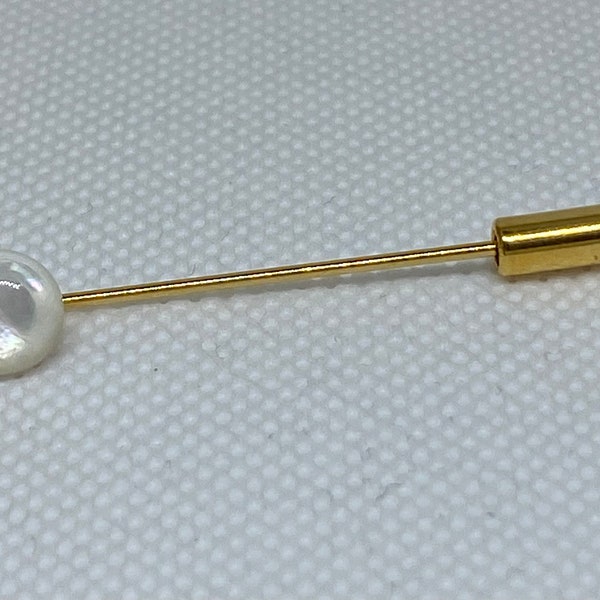 Mother of Pearl Tie Pin. Available in Silver or Gold plated Pin & Protector.