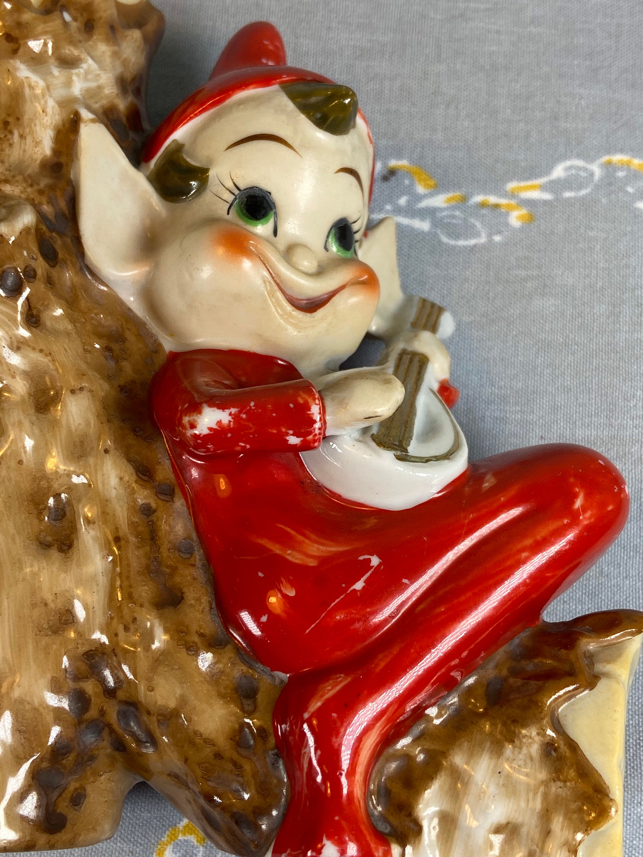 Vintage Pixie Playing Guitar Vasekitschy Red Pixie Elfelf on Etsy