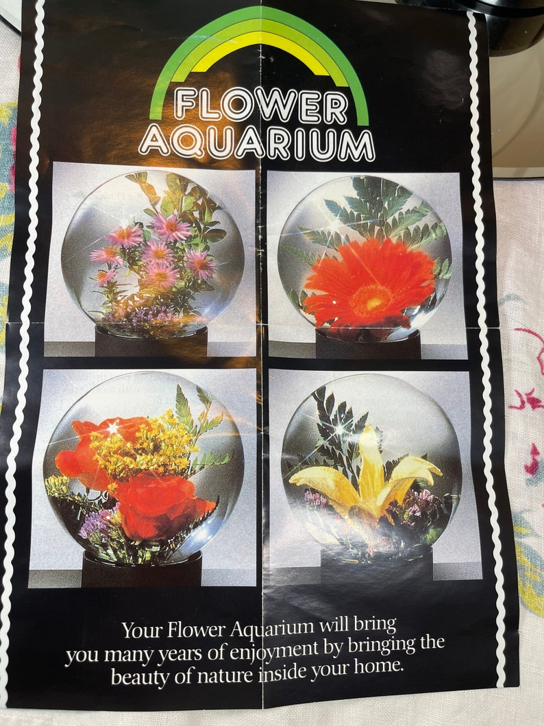 Vintage kitschy cool Flower Aquarium-new in box-Mod-groovy-flower preservation-glass globe-German-plant terrarium-mid century-retro-fun image 3