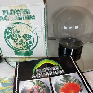 Vintage kitschy cool Flower Aquarium-new in box-Mod-groovy-flower preservation-glass globe-German-plant terrarium-mid century-retro-fun image 4