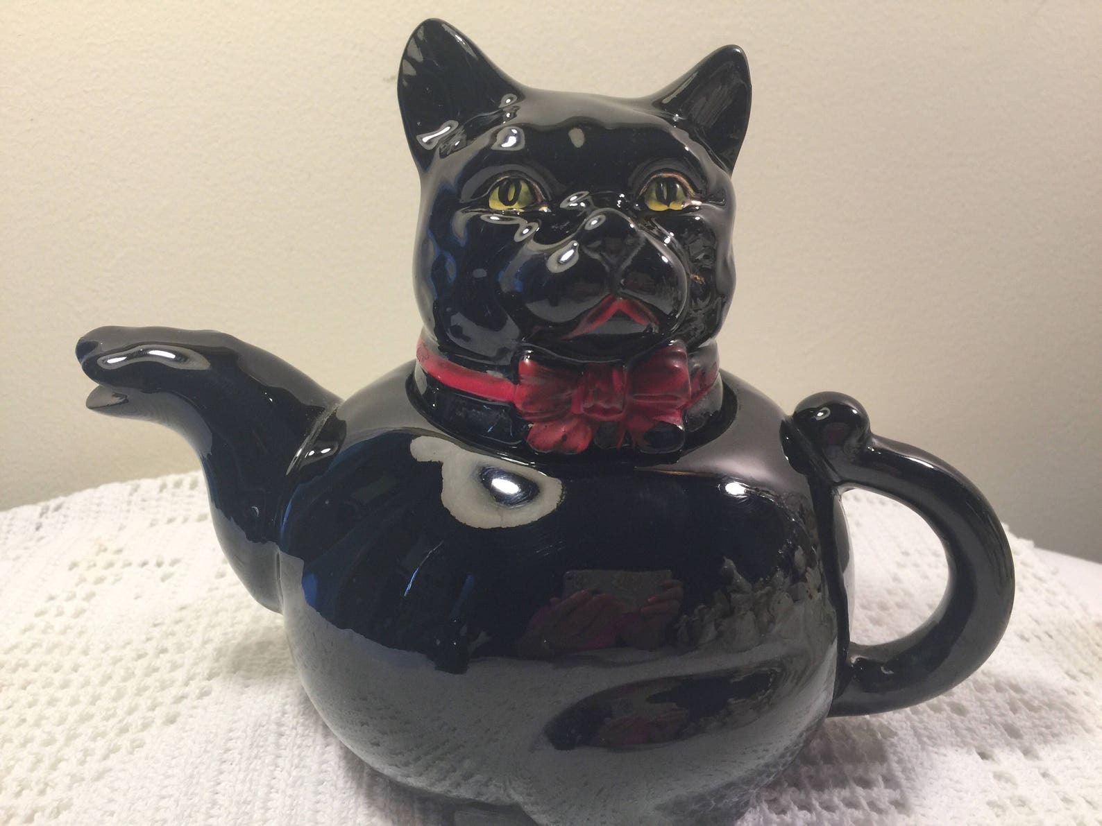 Vintage Black Cat Teapot Japan Redware Black Cat Teapot Etsy