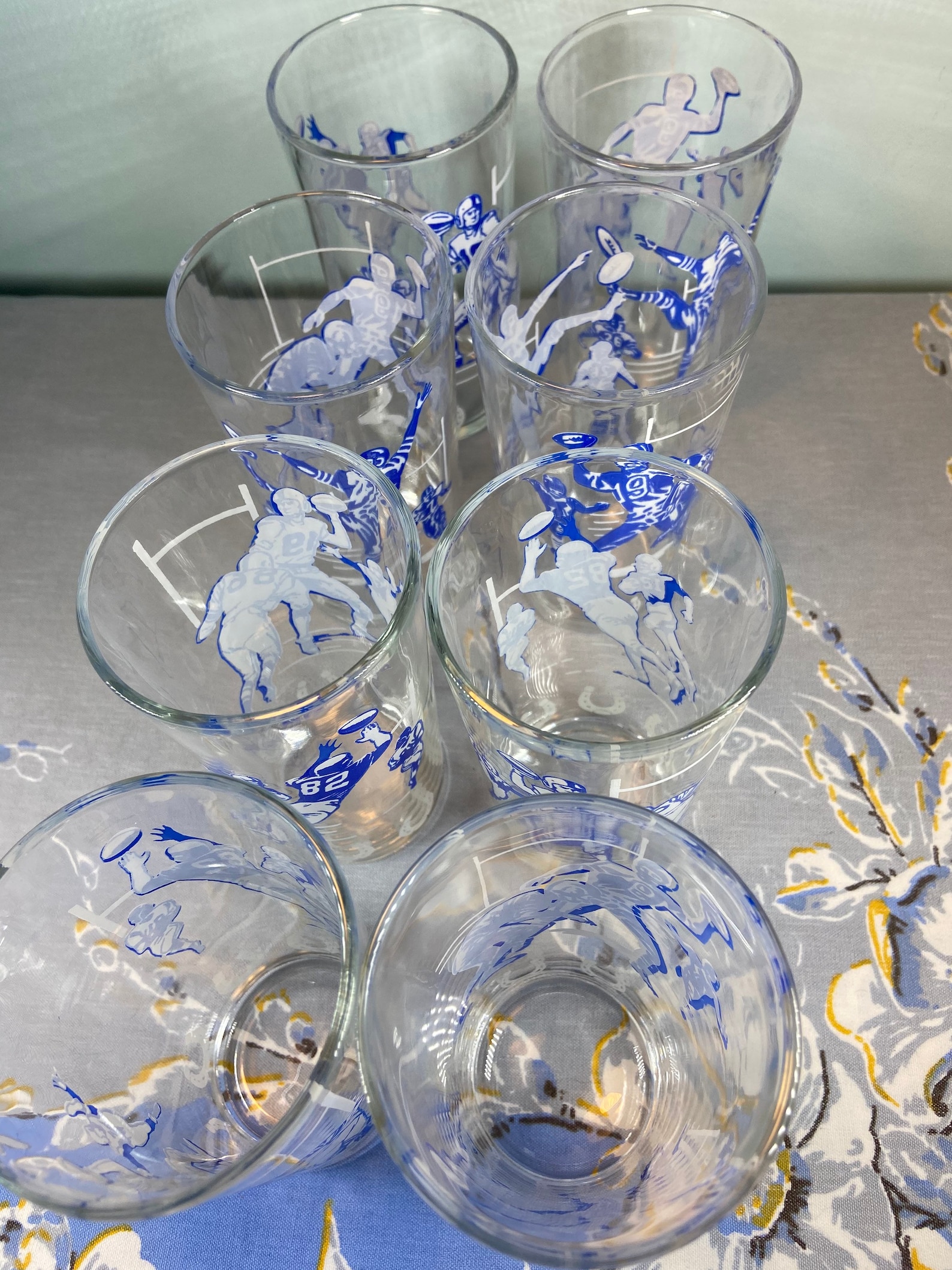 Vintage Football Drinking Glassesset of 8mid Etsy